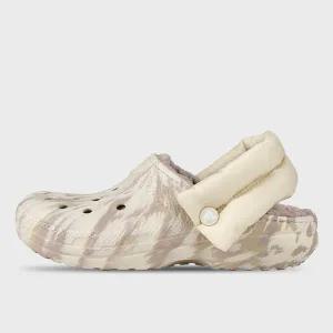 [크록스] 샌들 퍼프 스트랩 마블 라인드 클로그 겨울 방한 패딩 털슬리퍼 211980-2Y3