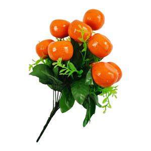 이달의 행복한 수코트 장식 인공 오렌지 나무 식물 가짜 시뮬레이션 그리너리 잎 줄기 사실적인 귤 가지 14.5인치, 수카 꽃병 꽃대 홈 데코용 과일 1세트