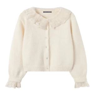 [미니멈에브리데이][미니멈 에브리데이]레이스 포인트 라운드넥 니트 가디건 (EB4CK037D)