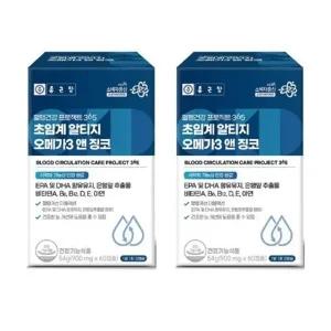 [종근당건강] 종근당 혈행 건강프로젝트365 초임계 알티지 오메가3 앤 징코 900mg x 60캡슐 x 2박스
