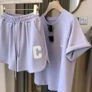 [골드스마일]여성 여름 데일리 캐주얼 트레이닝 반팔 반바지 세트