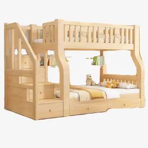 2층 원목침대 성인용 숙직실 벙커 기숙사 옷장 이층 버치 벙커침대 원목 수납