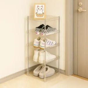 튼튼한 스틸 파이프 조립식 5단 신발장 좁은 현관 수납 정리대 원룸 다단 선반 미니 슬리퍼
