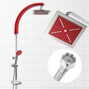 해바라기 샤워기 AL 천 (레드) 절수 원형 수전 욕실 수전 샤워기헤드 교체 레인 폭포수 화장실 호텔
