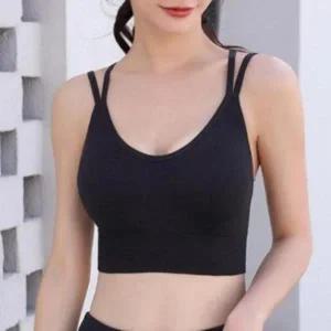 [옷자락]여성 스포츠 스판 무지 더블 스트랩 브라탑