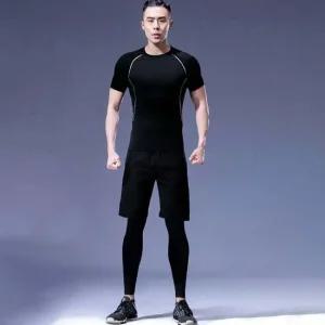 운동복 반팔 트레이닝복 세트 남자 라인 반바지