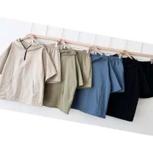 남자 후드 반팔 세트 트레이닝 반집업 캐주얼