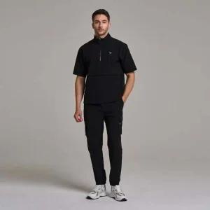 남자 반팔 윈드아노락+조거팬츠 블랙세트