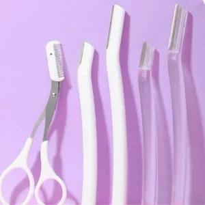 눈썹정리 여자 얼굴 면도 잔털제거 눈썹관리도구 세트 면도날 정리 칼 눈썹 빗 가위 숱 세트 트위저