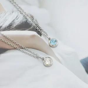 써지컬스틸 12 탄생석 스톤 코인 펜던트 목걸이