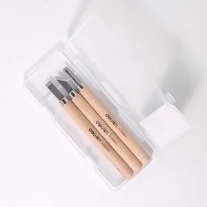 3종 원목 손잡이 목공 조각칼 세트 미술 공예 고무판 조각