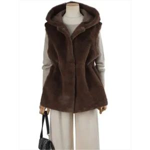 [하프클럽/쉬즈나인]시엘로 후드 밍크퍼 조끼