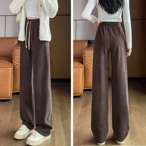 여자 겨울 기모안감 코듀로이 와이드팬츠 허리밴딩 고무줄 통바지 골덴바지