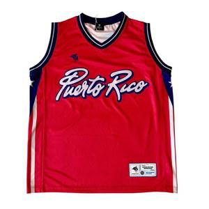 푸에르토리코 레드 농구 유니폼 | 남자 민소매 운동복 통기성 메시 스트리트웨어 스포츠 탱크