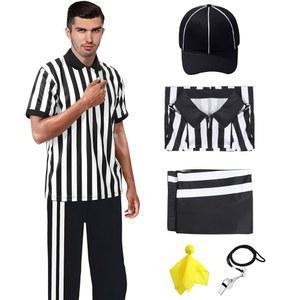 엠프로센 5PCS 남성 심판 의상 키트 공식 셔츠 여성 모자 휘슬 노란색 축구 페널티 플래그