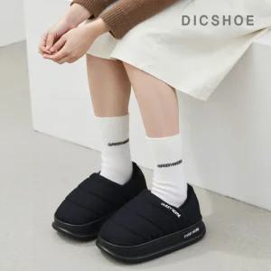 [딕슈]딕슈 여성 방한화 누빔 패딩 방한 털 슬리퍼 4cm S300