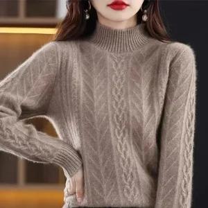 솜브레로스 여자 겨울 니트 스웨터 반목 캐시미어 가을 도톰한 빅사이즈 풀오버 울 힛템