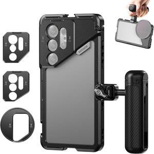 NEEWER S25 울트라 폰 케이지, PA082 PA045E 블루투스 사이드 핸들이 있는 비디오 녹화용 모바일 조작 전화