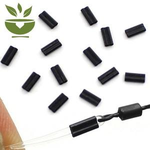50 Pcs 검은 낚시 와이어 튜브 와이어 압착 커넥터 라인 압착 슬리브 뜨거운 탄소 튜브 0.6mm 0.7mm 이중