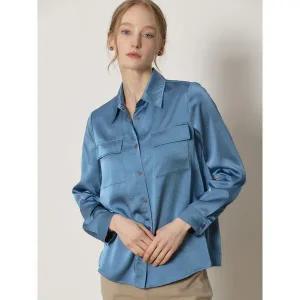 [하프클럽/]럭셔리 새틴 플랩 포켓 셔츠 (택가격138000원)