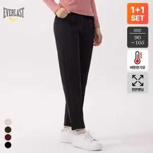 2종세트 에버라스트 겨울 여성 웜업기모 코듀로이 루즈핏 팬츠 골덴바지 골지 밴딩 데일리 Bon-2577s2