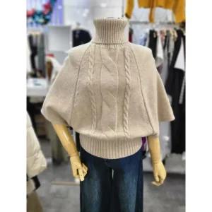 밸리걸 세이브존01 케이블 터틀넥 케이프 레이어드 반팔 니트 817970