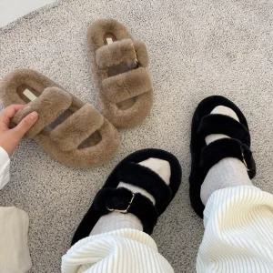 SOVO 헤이그 투스트랩 룸 털슬리퍼 3cm