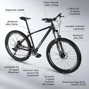 스포츠레저 자전거용품 웨스트 바이킹 300 시리즈 산악 자전거 27.5인치 1x10단 40T 알루미늄 합금 프레임