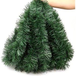 50피트 높이의 크리스마스 그리너리 화환 장식, 인조 그린 파인 트리 장식 소프트 틴셀 계단용 논라이트 맨틀 벽난로 가정용 실내 야외 홀리데이 파티 용품