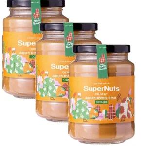 슈퍼너츠 100% 땅콩 크런치 피넛버터 무가당[원산지:아르헨티나]460g×3개 티타임 홈카페 식빵 모닝빵 시럽