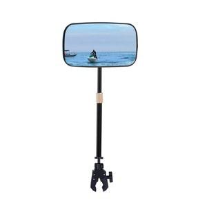 텔레스코핑 폴이 있는 보트 미러 후방 뷰, 5.3 x 9 인치 360 회전, 폰툰 스포츠 스키 보트와 수상 스키를 위한 여러 장소 조절 가능한 마린 미러, 레일에 쉽게 고정 가능