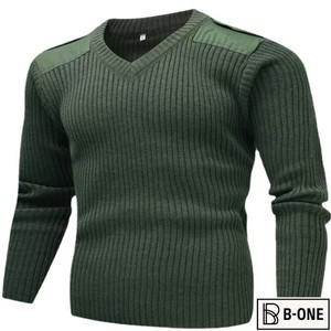 전술 스웨터 남성용 긴팔 니트 풀오버 겨울 울 패치 레트로 그린 오 넥
