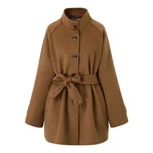 [미니멈][미니멈 에브리데이]하이넥 울 블렌드 끈 모던 하프 코트 (EB4JH014D)