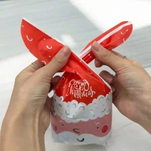 10개 레드 산타 묶는 비닐 보자기 포장지 선물