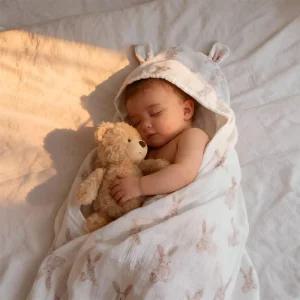 투클로버 포근 토닥 순면 후드 블랭킷 포근토끼  신생아 낮잠 이블 유모차 아기띠 외출시