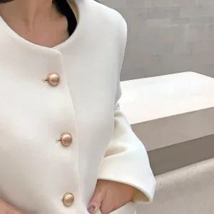 모엔 노카라 누빔 트위드 자켓 겨울 여성 하객룩 겨울자켓 데일리룩 데이트룩