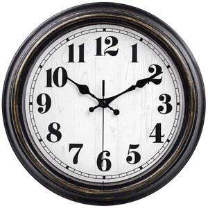 [미국배송] 45MINST 12인치 레트로 벽시계 무소음 논 틱 배터리 작동 무브먼트 홈/벽 장식용 읽기 쉽고 침실 거실 사무실용 장식(BALC GOLD)