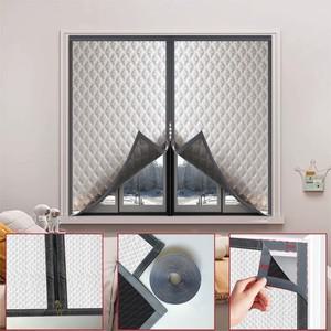 창문 방풍, 따뜻한 커튼, 방한 이중 두꺼운 암막 방음 면 창, 회색 지퍼 스타일