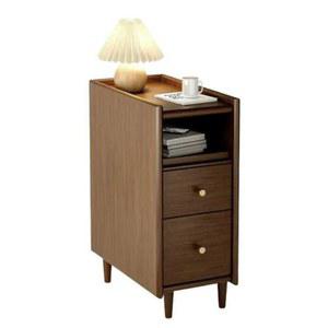 길이 원목 틈새장 서랍 테이블 월넛 슬림 콘솔 2단 미니 협탁 사이드테이블 귀여운 침대