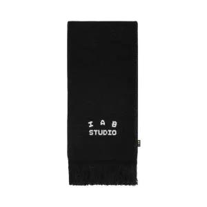 IAB Studio Knit Muffler Black White 아이앱 스튜디오 니트 머플러 블랙 화이트