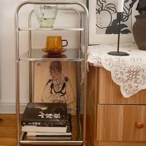 미드 센추리 선반 2단 스텐 미니 스테인리스 선반 테이블 이동식 수납장 틈새 소파 무빙 협탁 침대