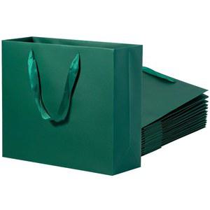 드리우 그린 선물 가방, 12팩 엑스트라 라지 딥 그린 선물 가방 리본 손잡이 헤비 듀티 종이 선물 가방 12.6x4.5x11 인치 쇼핑, 포장, 소매, 다크 그린을 위한 파티 선물 가방