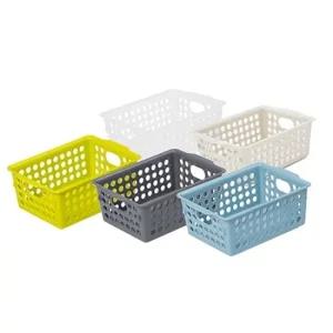센스업 바스켓 5호_손잡이 플라스틱 수납 바스켓 상자 서랍칸막이 투명수납정리함