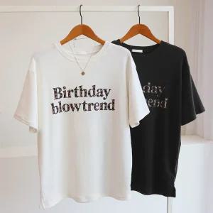 [잇수다] 블로텐 피치 기모 레오파드 레터링 스판 루즈핏 반팔 티셔츠