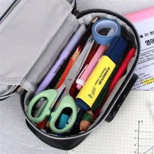 잠금필통 비밀번호 잠금 대용량 필통 블랙