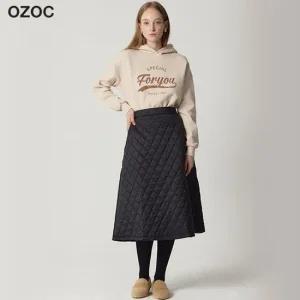 오조크 다이아몬드 퀄팅 패디드 스커트