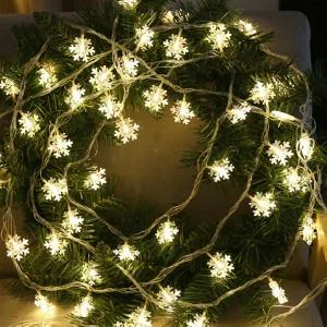 크리스마스 눈꽃전구 교회 카페 캠핑 홈파티 생활방수 LED 건전지 60알 4M