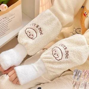 부드러운 핸드 워머 사무실용 핑거리스 따뜻한 핸드 워머 팔 토시 양털 손목 보온 프리미엄 방한용