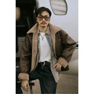 더 비 빈티지 레더 카라 무스탕(B254LI301P)