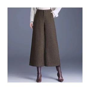 여성 러블리 치마 바지 모직 와이드 가을겨울 하이웨스트 슬림핏 통 팔부 다올4